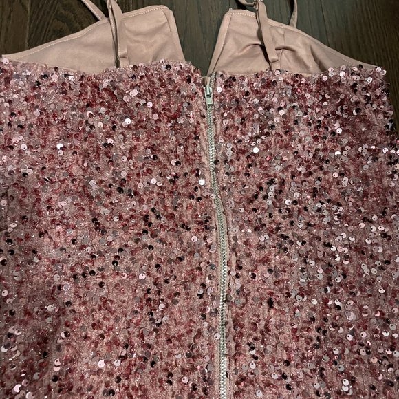 SHEIN Allurite Split Thigh Pink Sequins Cami Dress - Picture 6 of 6